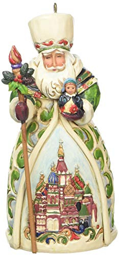 Jim Shore Heartwood Creek Russian Santa Stone Resin Hanging Ornament, 4.75”
