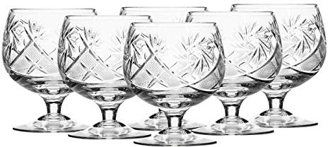 Russian Cut Crystal Cognac Snifters 300ml/10oz Hand Made Set of 6