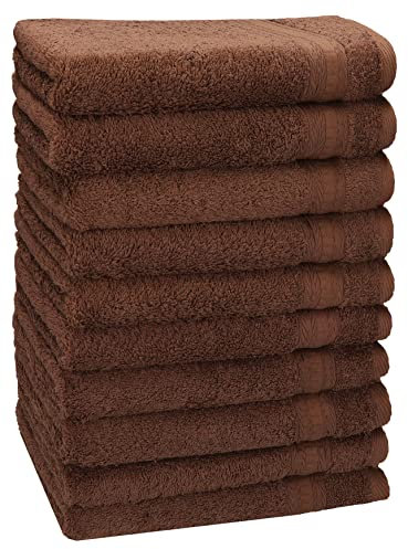 Betz 10er Set Gästehandtücher Gästetuch Gold 100% Baumwolle Qualität 600 g/m² Größe 30 x 50 cm Farbe nussbraun