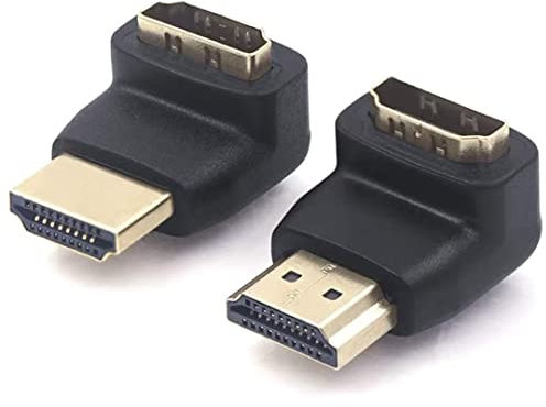 VCE 2 Stück HDMI Winkel Adapter HDMI Winkelstecker 90 Grad und 270 Grad 3D&4K Stecker auf Buchse Adapter Abgewinkelt Verbinder Vergoldete Kontakte