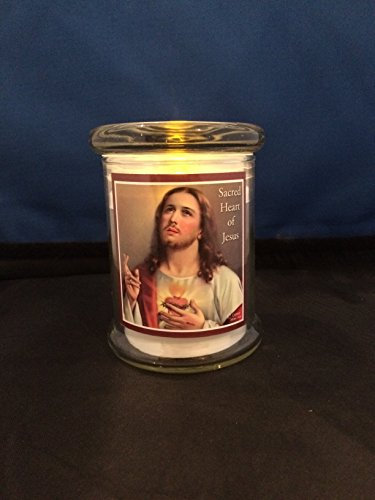 sacro cuore di Gesù tomba commemorativa luce a LED in vasetto di vetro