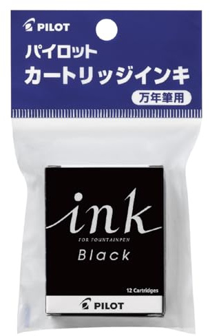 Pilot Fountain Pen Refil Cartridge, Black Ink, Pack of 12 (P-IRF-12S-B)
