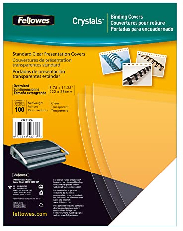 Fellowes Portadas para encuadernar de PVC transparente, A4