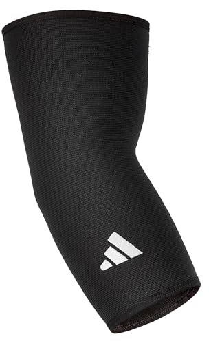 adidas Elbow Support Sleeve - Seamless and Smooth Elbow Support for Training, Competitions, and General Fitness - Ergonomic Design, Nylon Trim - Durable & Breathable - Black (Red Logo), X-Large