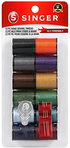 SINGER 60641 Lot de 12 petites bobines de fil à coudre en polyester Couleurs assorties