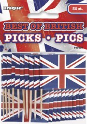 Unique Party 49157 - Best of British Union Jack Cupcake Toppers, Pack of 30