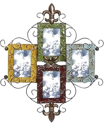 Deco 79 Metal Scroll 4 Slot Wall Photo Frame, 21 x 1 x 24, Multi Colored
