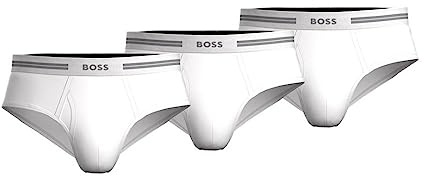BOSS Men's 3 Pack Pure Cotton Briefs, White, S