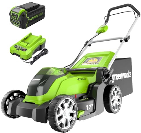 Greenworks 40V 17 Cordless (Push) Lawn Mower (75+ Compatible Tools), 4.0Ah Battery and Charger Included