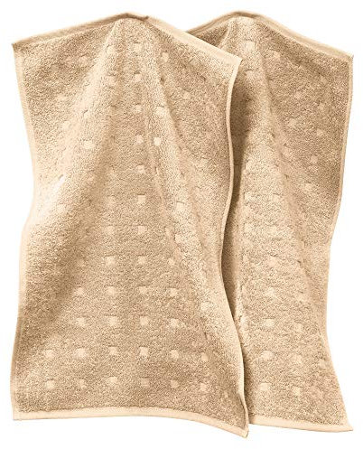 Möve Gästetuch Quadretti 2er-Pack Walk-Frottier Sand-apricot Größe 30x50 cm
