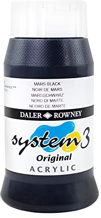 Daler-Rowney System3 Acrylic Paint, Plastic Pot, 16.91oz - 500 ml, Mars Black