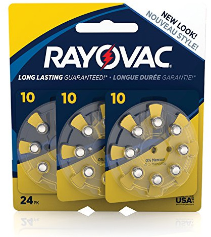 RAYOVAC Size 10 Hearing Aid Batteries, 24-Pack, L10ZA-24ZMB