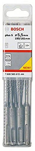 Bosch 2 608 585 615 - Pack de 10 brocas para martillos perforadores SDS-plus-5 (5,5 x 100 x 165 mm)