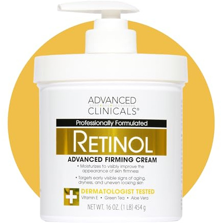 Advanced Clinicals Retinol Cream. Spa Size for Salon Professionals. Moisturizing Formula Penetrates Skin to Erase the Appearance of Fine Lines & Wrinkles. Fragrance Free. 16oz by Advanced Clinicals