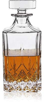 Viski Admiral Whiskey Decanter with Stopper, Elegant Liquor Decanter for Bourbon, Scotch, Spirits, Wedding Gifts, Man Cave Essentials, Home Bar Accessories, 30 oz (887 ml)
