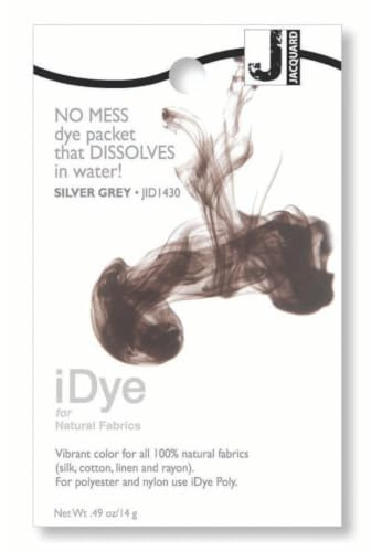 Jacquard iDye for Natural Fabrics, No Mess Fabric Dye for Cotton, Linen, Silk, Rayon & Viscose, Washing Machine or Stovetop Dye for Clothing Restoration, Shibori & DIY Projects, Silver Grey 14g