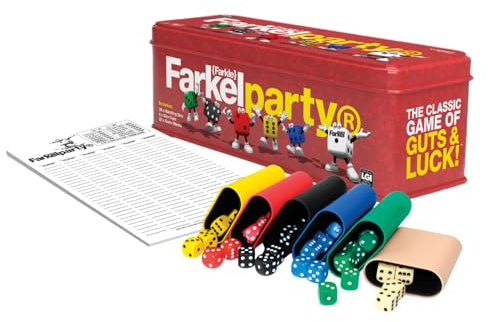 Farkel Party Dice Game | Classic Family Game for Kids & Adults in Travel Tin | Educational & Portable Dice Game | Perfect for Game Nights, Parties & Gifts | 2-6 Players | From Age 8+