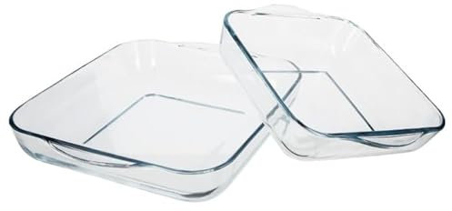 FIVE Simply Smart - Lot de 2 Plats Culinaires en Verre Carrées 28cm Transparent