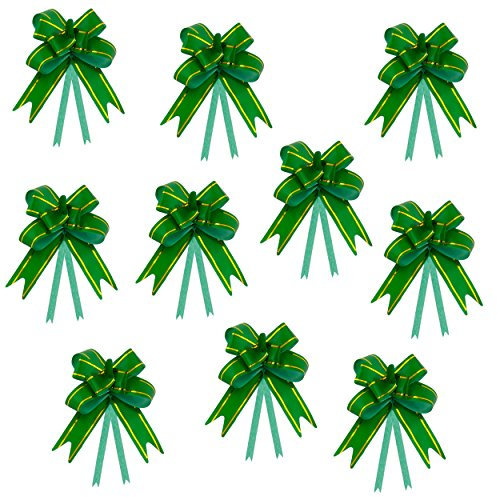 Oblique-Unique® 10 Geschenkschleifen mit Geschenkbändern für Geschenke und Zuckertüten - Farben und Größe wählbar (Grün 10x7cm)