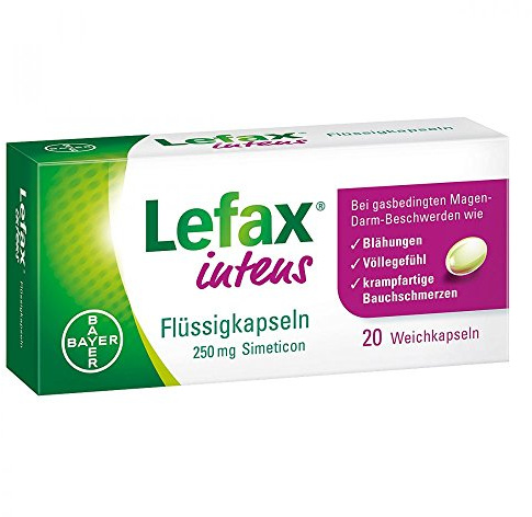 Lefax intens Kapseln | starke Blähungen und Völlegefühl | schnell und zuverlässig | lokale Wirkung – für Schwangere geeignet | 20 Stück