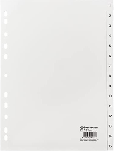 Soennecken Register 2117 DIN A4 1-15 volle Höhe PP weiß