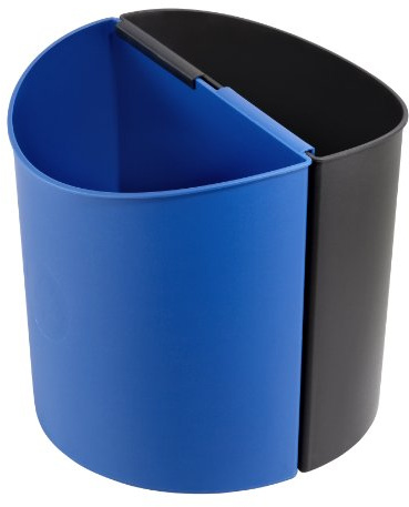 Safco Deskside Small Trash Can Recycling Bin Combo, 3 Gallon, For Kitchen, Office, Indoor Use, Black/Blue