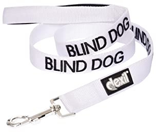 Dexil BLIND DOG (Dog Has Limited/No Sight) White Warning Dog Colour Coded Luxury Padded Personalised 1.2m 4ft Lead Leash To Prevent Accidents or Incidents. Dog Award Winning