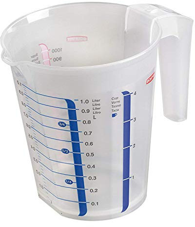 Curver Verre doseur 1L en polypropylène -Pichet mesureur pour la Cuisine - 18,8 x 16,2 x 13,3 cm - Transparent