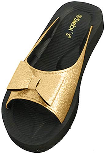 Siebi's Beach Glitter Luxus Badeschuhe Pantoletten Damen: Größe: 39 | Farbe: Gold