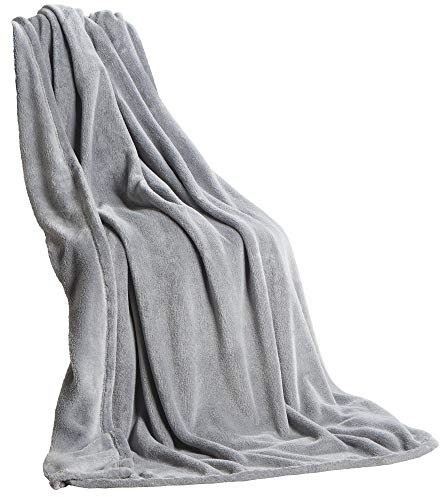 CelinaTex Flauschige Kuscheldecke XXL 200 x 220 cm Silber Decke Sofa Couch warm Wohndecke weich Mikrofaser Fleece Oeko-TEX Quebec