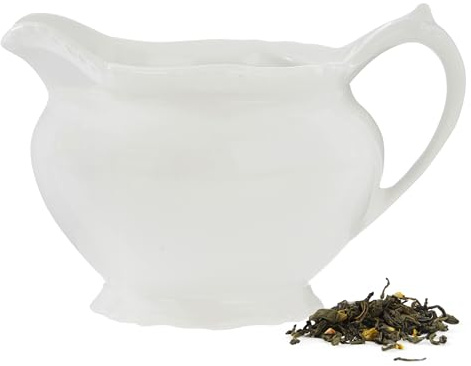 Premier Housewares Quinn Embossed Ceramic Creamer Jug with Handle, White, Approx. 850 ml