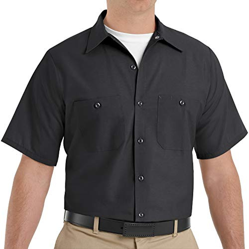 Red Kap Industrial Work Shirt, Regular Fit, Short Sleeve Chemise Longue à Bouton d'utilité Professionnelle, Noir, 3XL Grande Taille Homme