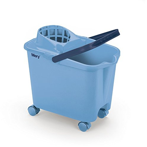 Mery | Cubo para Fregona con Ruedas Giratorias | Cubo Escurridor Amplio | Resistencia Máxima | Polipropileno | Capacidad 14 Litros | Azul Celeste | Medidas: 25.5x39x36.5 cm