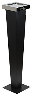 ADORINI Designer Standaschenbecher - 3 in 1 - Draußen und Drinnen Nutzbar 94 cm Hoch Schwarz und Silber Aschenbecher aus Hochwertigem Edelstahl mit Diebstahlschutz.
