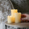 Festive Lights - Set of 3 Cream Real Wax Pillar Candles - Warm White Flickering LED, Dripping Tear Effect, Batteries Included - Indoor Home, Wedding, Event Decor, Flame-Free Authentic Mood Lighting