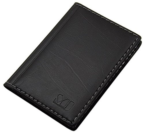 myledershop Kredit- und Visitenkartenetui mit Kontrastnaht 12 Fächer MJ-Design-Germany (Design 3 / Schwarz)