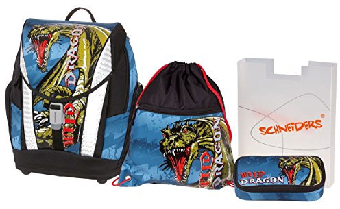 Schneiders ViennaToolbag Soft Schulranzenset Wild Dragon, Sportbeutel, Schlamperetui, Heftbox, 4 teiliges