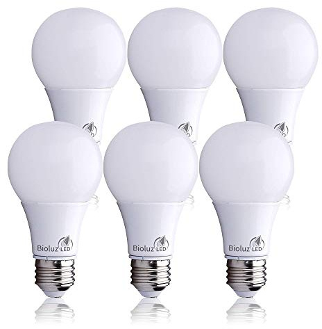 Bioluz LED 40W LED Light Bulb A19 2700K Warm White Standard E26 Base Indoor Outdoor Home Decor Energy Efficient Long-Lasting Replacement Lightbulb. OK in Cold Temp and Flicker Free Non-Dimmable 6 Pack