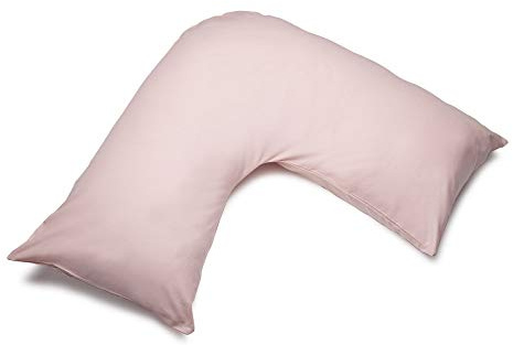 Belledorm Blush Pink V shaped pillow case cover with poppers | 200 thread count percale - pregnancy maternity orthopaedic support nursing