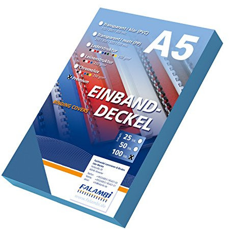 DIN A5 Einbanddeckel mit Lederstruktur - blau