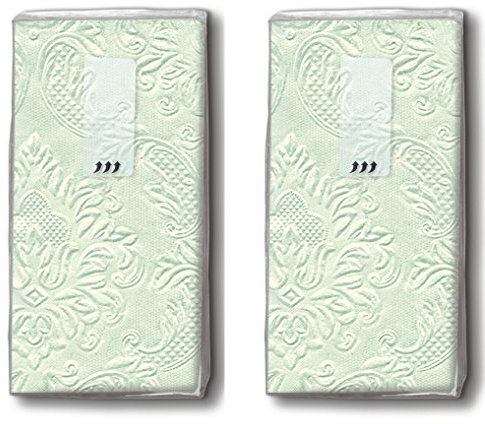 20 Taschentücher (2 x 10) Taschentücher Moments Ornament pale green - Uni pastellgrün mit Ornamente geprägt/Freudentränen/Hochzeit