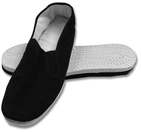 Men's Martial Art Kung Fu Tai Chi Cotton Sole Canvas Shoes, 12, Black