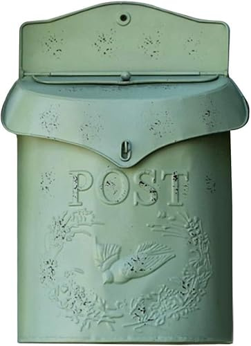 TentHome Cassetta Postale da Esterno in Ferro Battuto Vintage a Parete Verde, Cassetta delle Lettere Filo Muro Cancello Rustica, Buca Lettere Originale Decorativa per Matrimonio Villa Giardino Feste