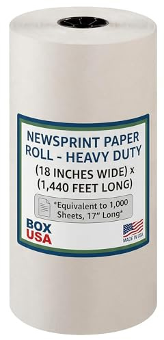 BOX USA Packing Paper Roll 18 x 1400ft (1,000 Sheets 17 equivalent) - Newsprint Paper for Shipping, Storage and Moving Supplies, White
