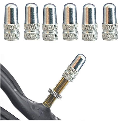 6Pcs Silver Aluminum Anodized Presta Valve Cap, Rocket Style Bike Valve Stem Caps, Bicycle Tire Caps for MTB Road Racing Bicycle, Used on Presta/French Valves