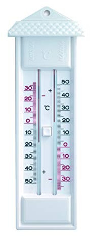 TFA Dostmann Termometro analogico massimi-minimi, 10.3014.02, valori massimi e minimi, resistente alle intemperie, Made in Germany, Bianco