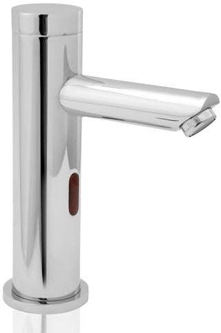 Deva SENSOR4/D Automatic Sensor Mono Basin Tap in Chrome for Cold Or Premixed Touchless Hands Free Auto Water-Battery Or Mains Powered-Bathroom Infrared Toilet Sink Faucet Silver – 2 Year Warranty