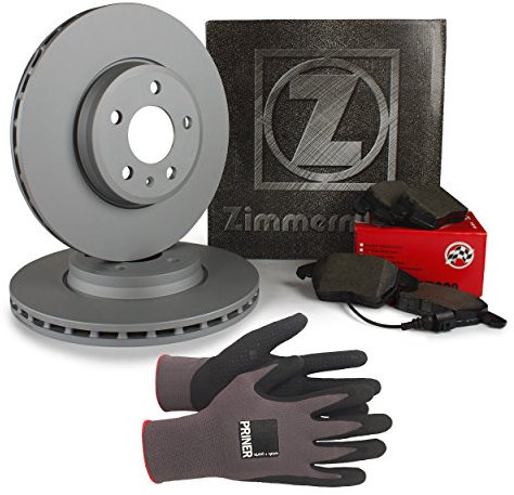 Inspektionspaket Zimmermann Bremsen Set inkl. Bremsscheiben 312 mm und Bremsbeläge für vorne, 100% passend für Ihr Fahrzeug, inkl. Priner Montagehandschuhe, AN101