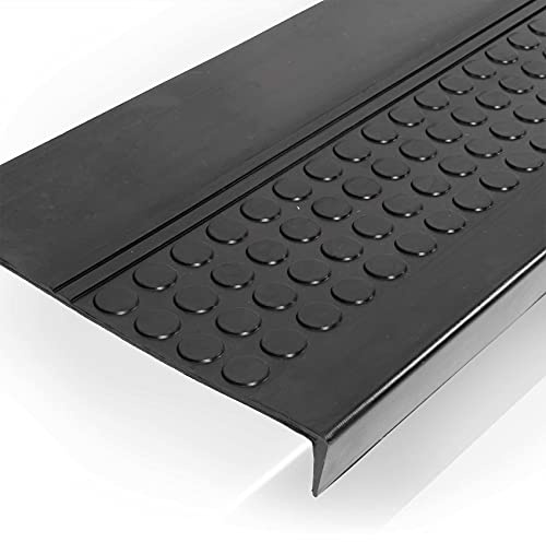 ANRO Stufenmatten Gummi außen/innen Treppenstufenmatten rutschfest Treppenstufen Matten schwarz Größe 120x30x4cm