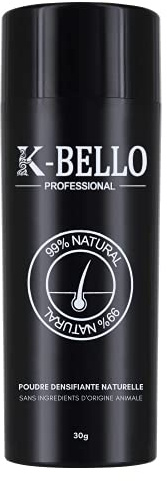 Fibras capilares NATURALES & VEGANO K-Bello - Polvo de cheratina para tapar las calvas, la alopecia, la calvicie & adelgazamiento del cabello - Hair Fiber para hombre y mujer (30g, Blanco)